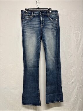American Eagle Outfitters Dark Blue Bootcut Jeans with Fading